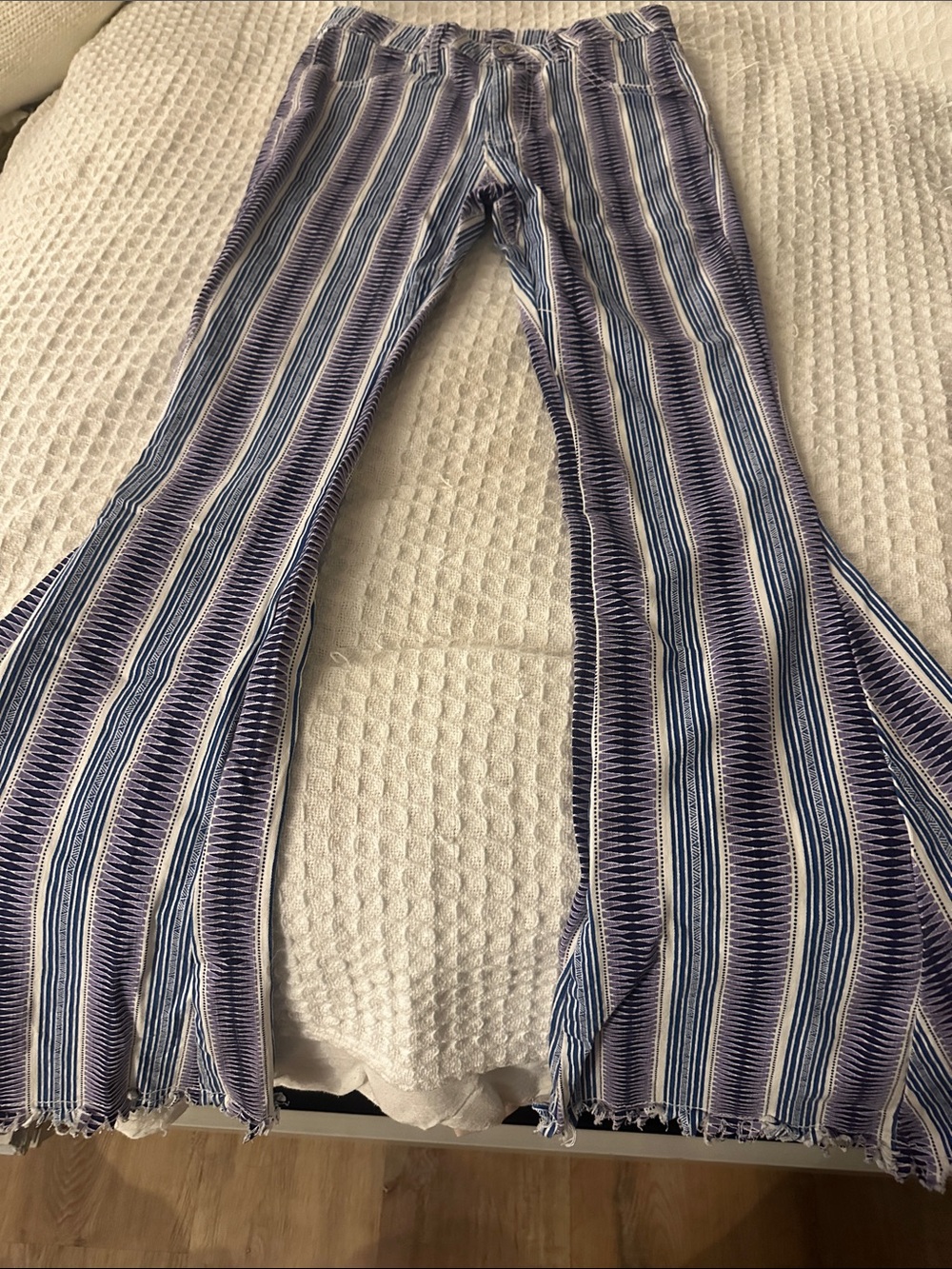 Altar'd State Blue & White Striped Flared Pants